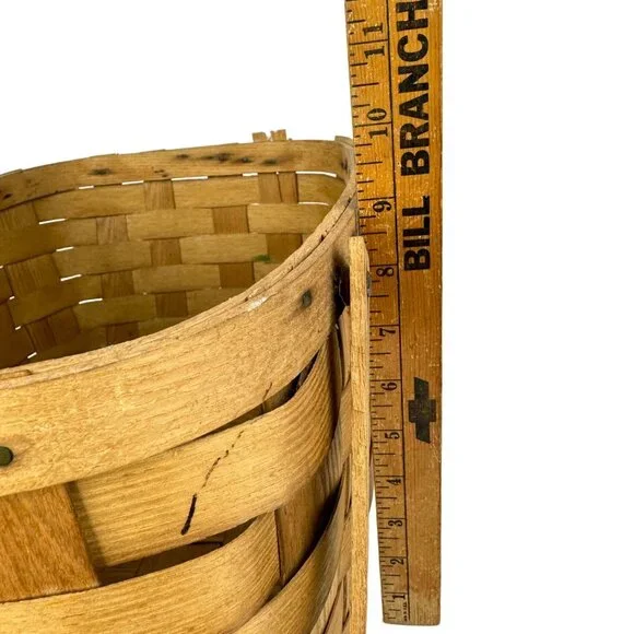 Vtg Basketville Woven Wood Picnic Basket Swing Handles Farmhouse Rustic Decor - Picture 9 of 16